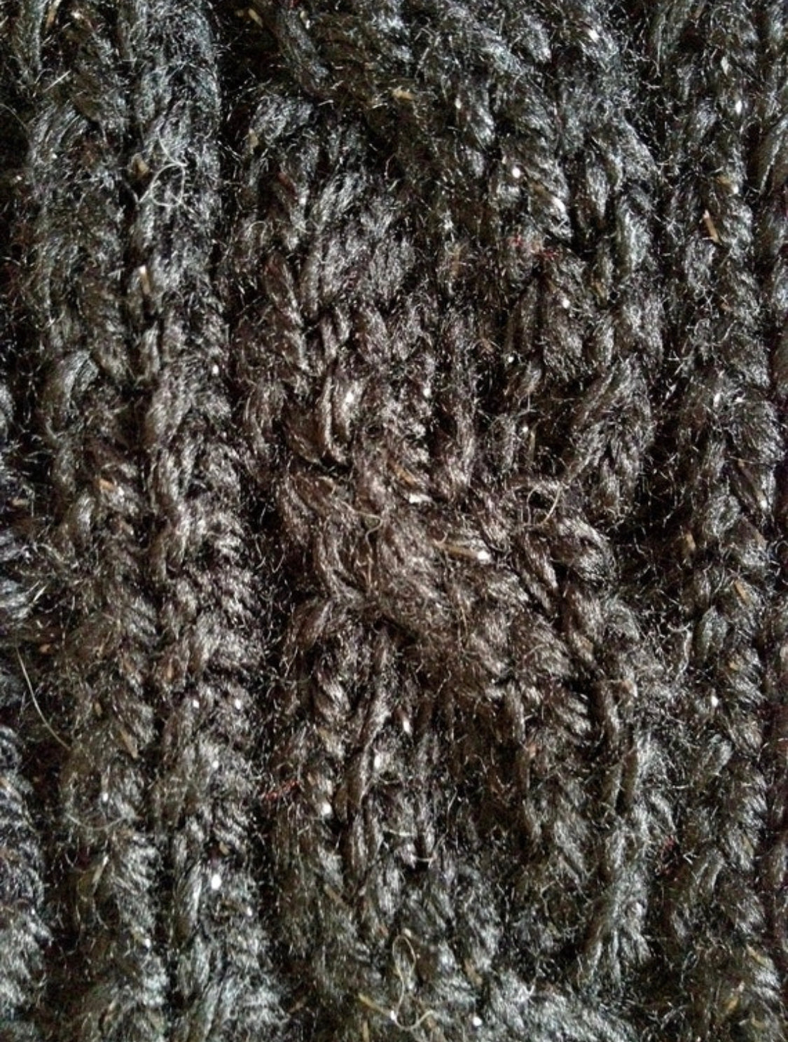 Fingerless Gloves Wrist Warmers in Black Sparkle Handknit