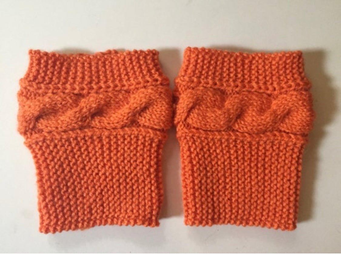 Orange Boot Cuffs Cable Knit Boot Liners Toppers
