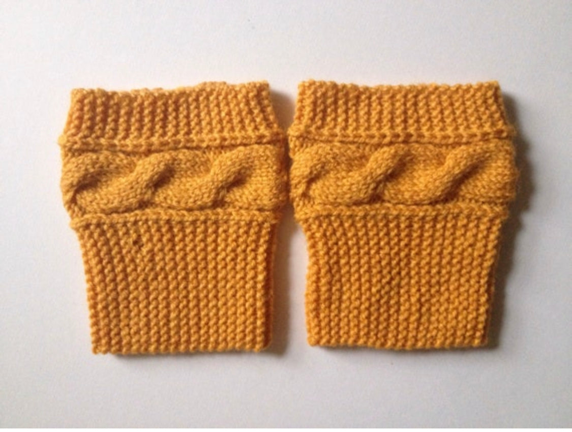 Mustard Yellow Boot Cuffs Cable Knit Boot Liners Toppers