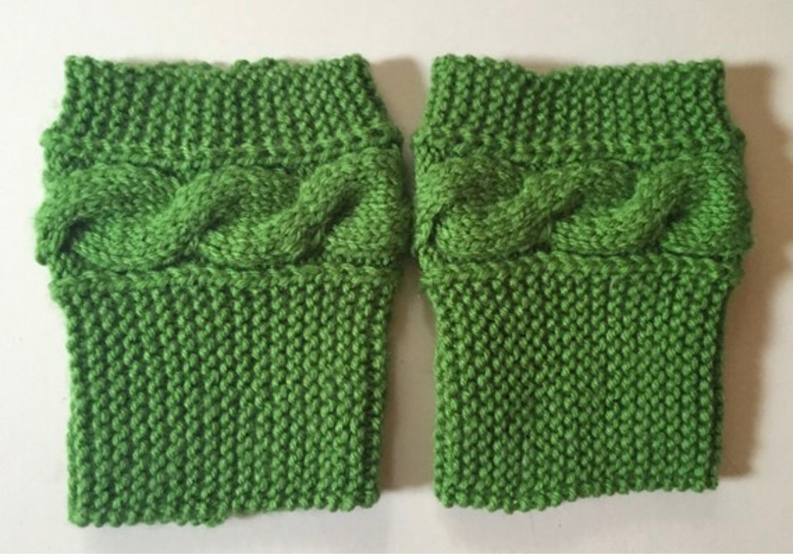 Peapod Boot Cuffs Cable Knit Green Boot Liners Toppers