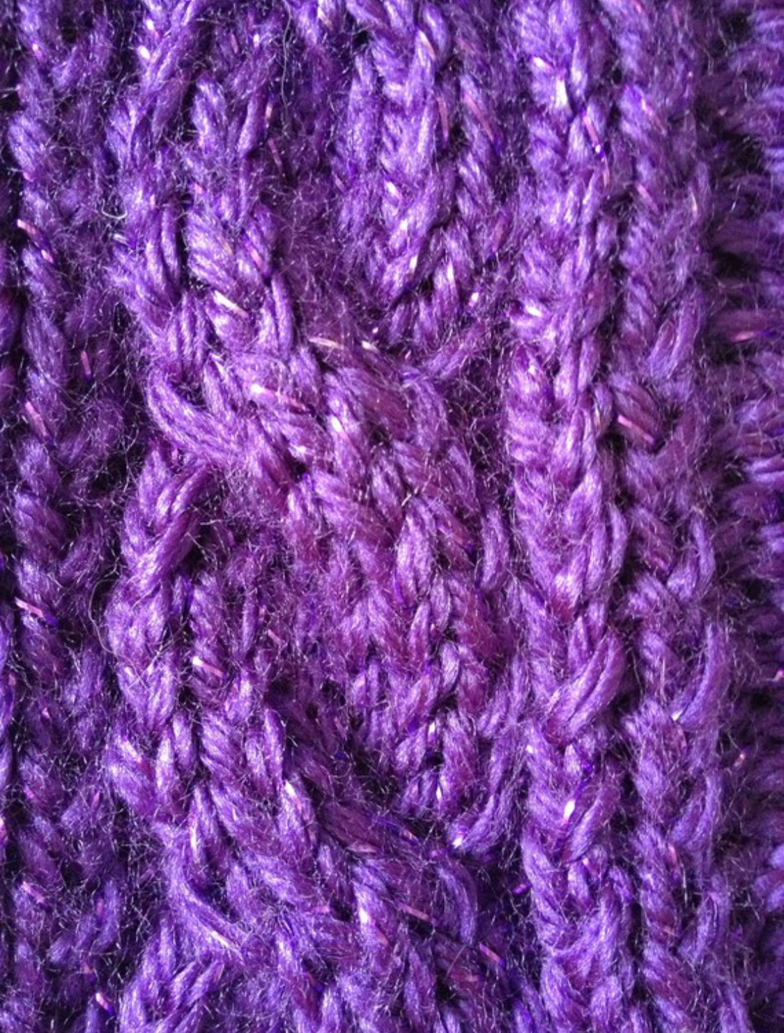 Fingerless Gloves Wrist Warmers in Purple Sparkle Handknit