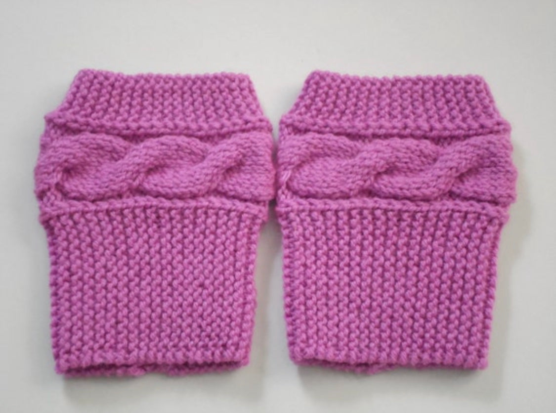 Purple Boot Cuffs Cable Knit Lady Slipper Boot Liners Toppers