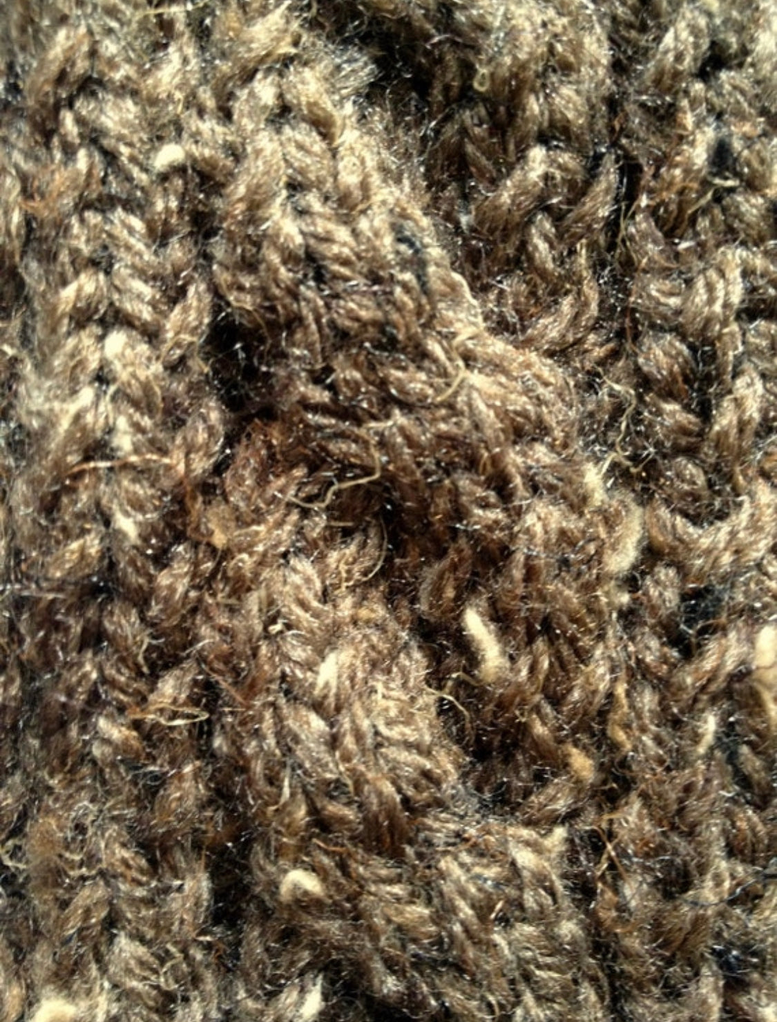 Fingerless Gloves Wrist Warmers in Chocolate Brown Cable Handknit