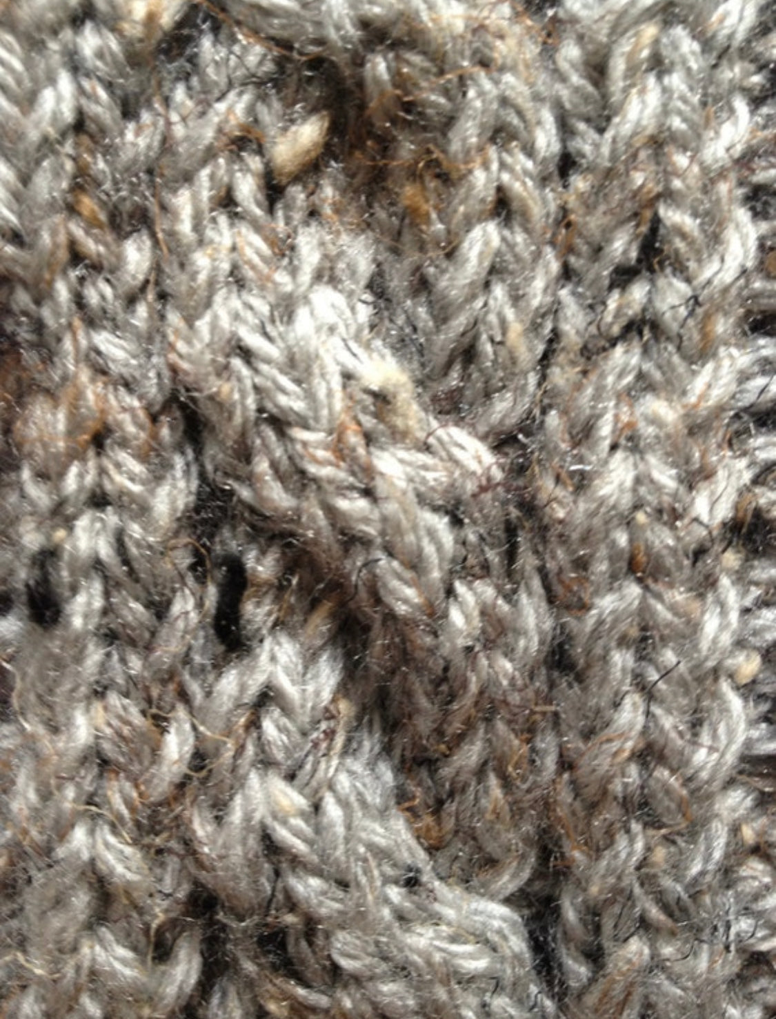 Fingerless Gloves Wrist Warmers in Grey Marble Cable Handknit
