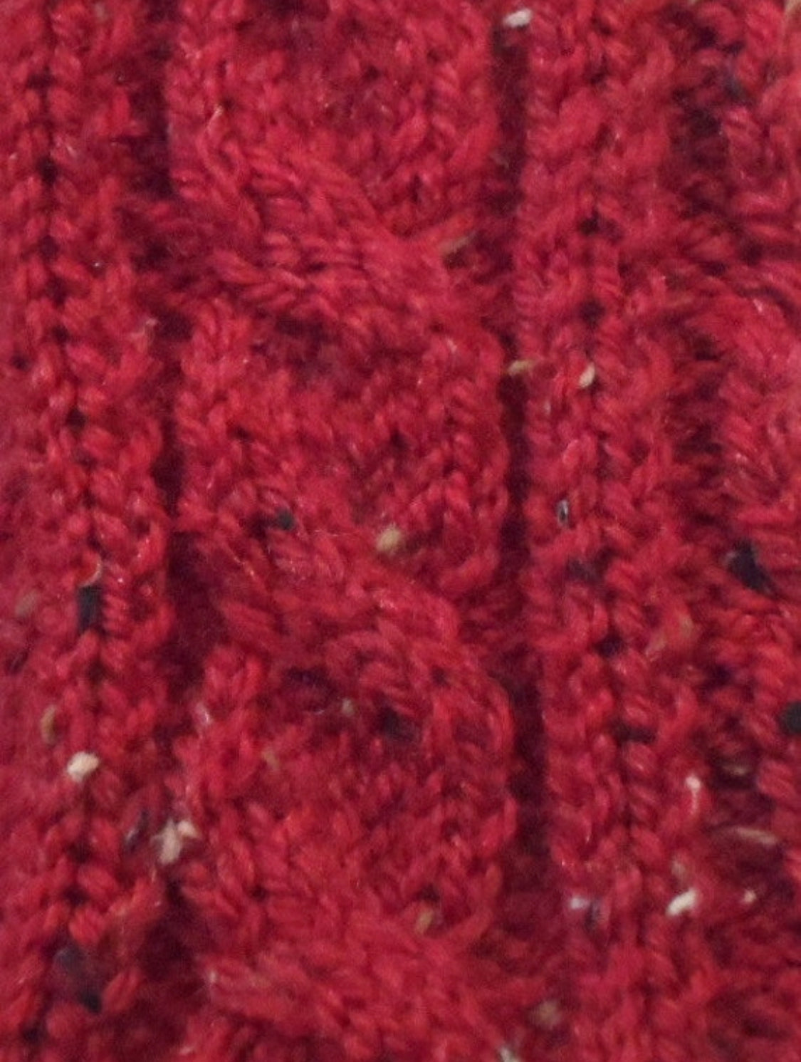 Red Tweed Fingerless Gloves Ruby Wrist Warmers Cable Handknit