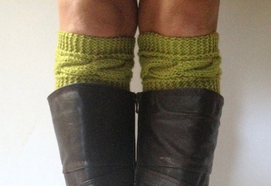 Avocado Boot Cuffs Green Cable Knit Boot Liners Toppers