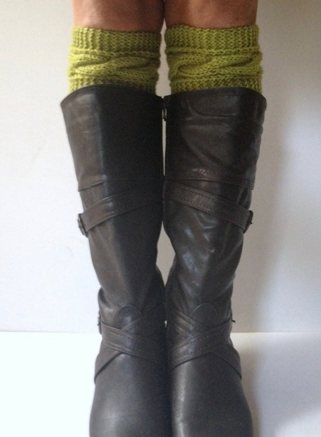 Avocado Boot Cuffs Green Cable Knit Boot Liners Toppers
