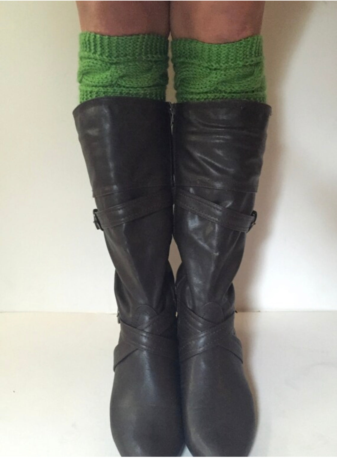 Peapod Boot Cuffs Cable Knit Green Boot Liners Toppers