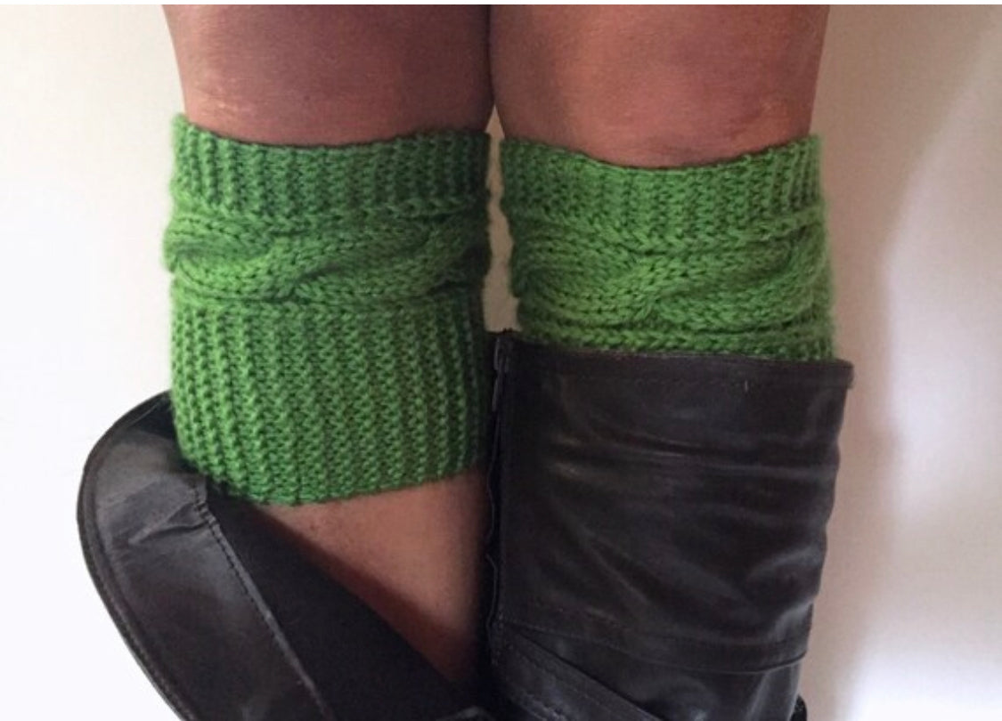Peapod Boot Cuffs Cable Knit Green Boot Liners Toppers