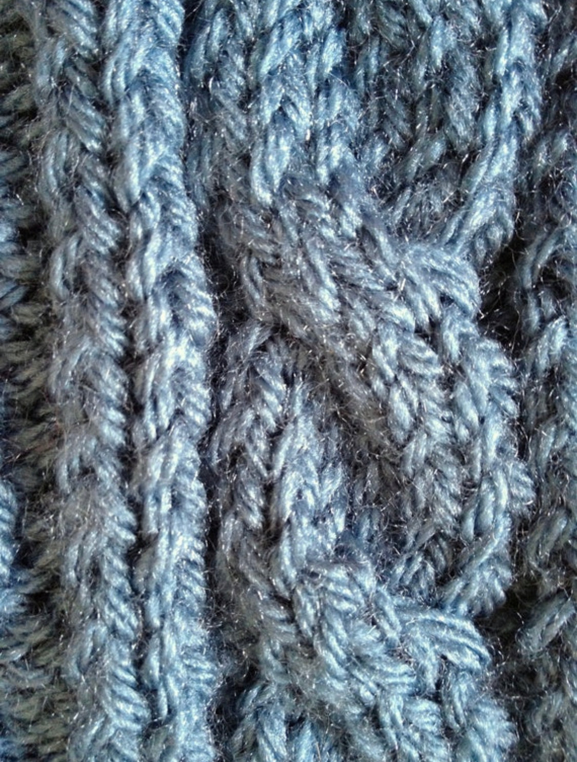 Fingerless Gloves Wrist Warmers in Dusty Blue Cable Handknit