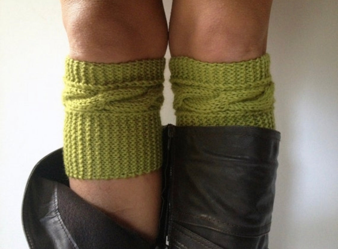 Avocado Boot Cuffs Green Cable Knit Boot Liners Toppers