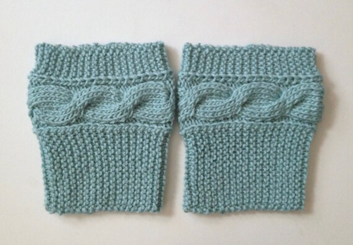 Light Blue Boot Liners Boot Cuffs Handknit Cabled Boot Toppers