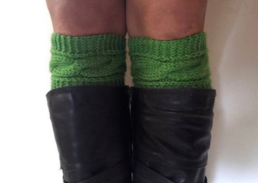 Peapod Boot Cuffs Cable Knit Green Boot Liners Toppers