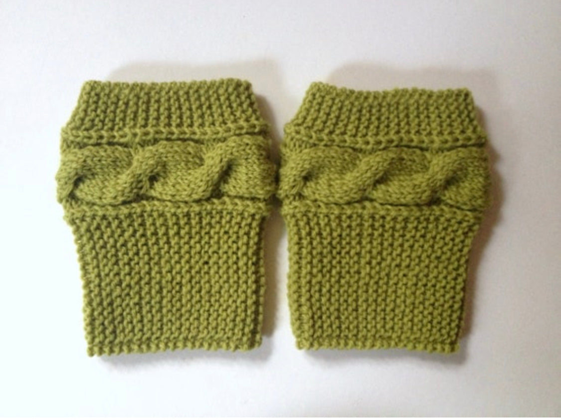 Avocado Boot Cuffs Green Cable Knit Boot Liners Toppers